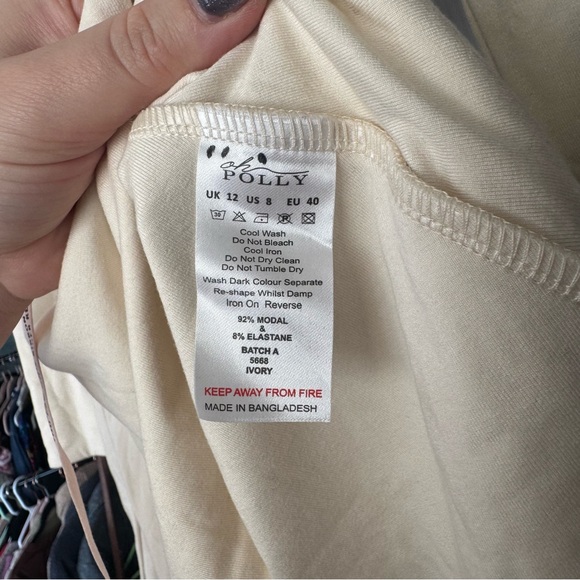 Oh Polly Baize Ivory Square Neck Long Sleeve Mini Dress NWT Size 8 - Picture 11 of 15